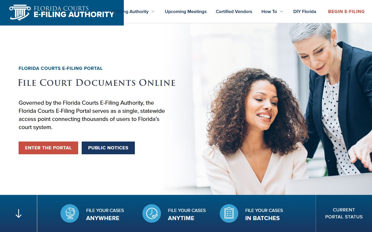 Florida Courts E-Filing Authority page for statewide court filing context